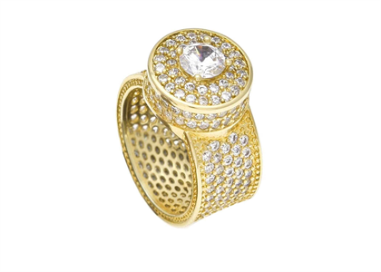 Round Micro Pave Gold Plated Ring